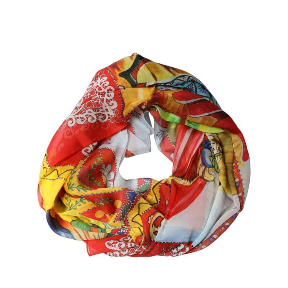 Dolce & Gabbana Multicolor Silk Printed Square Foulard Women's Scarf